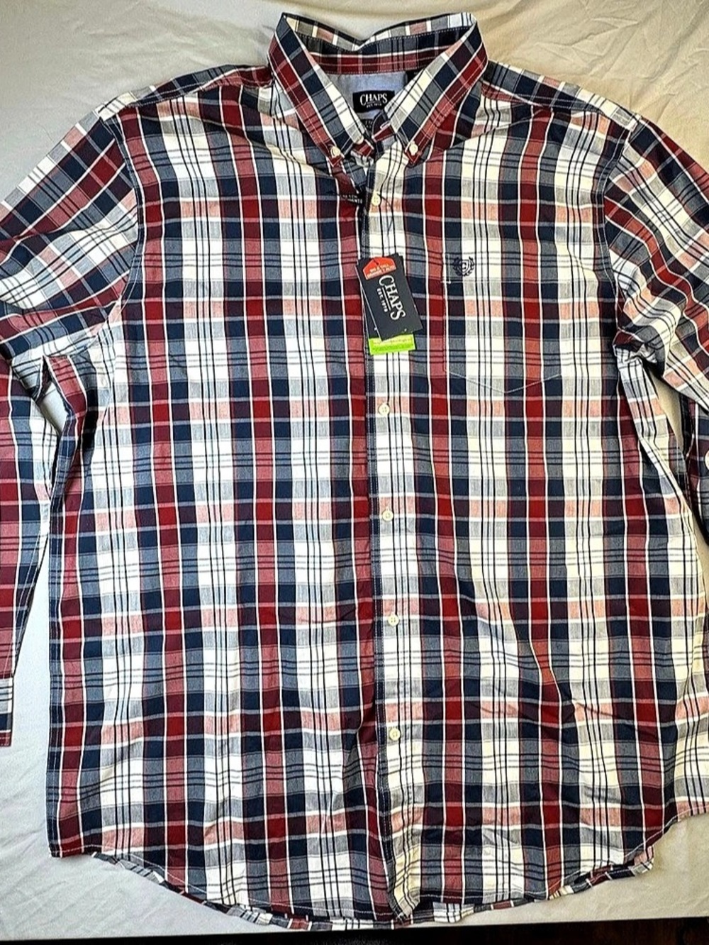 Chaps Plaid Button Down Shirt in Red & Blue XXXL NWT